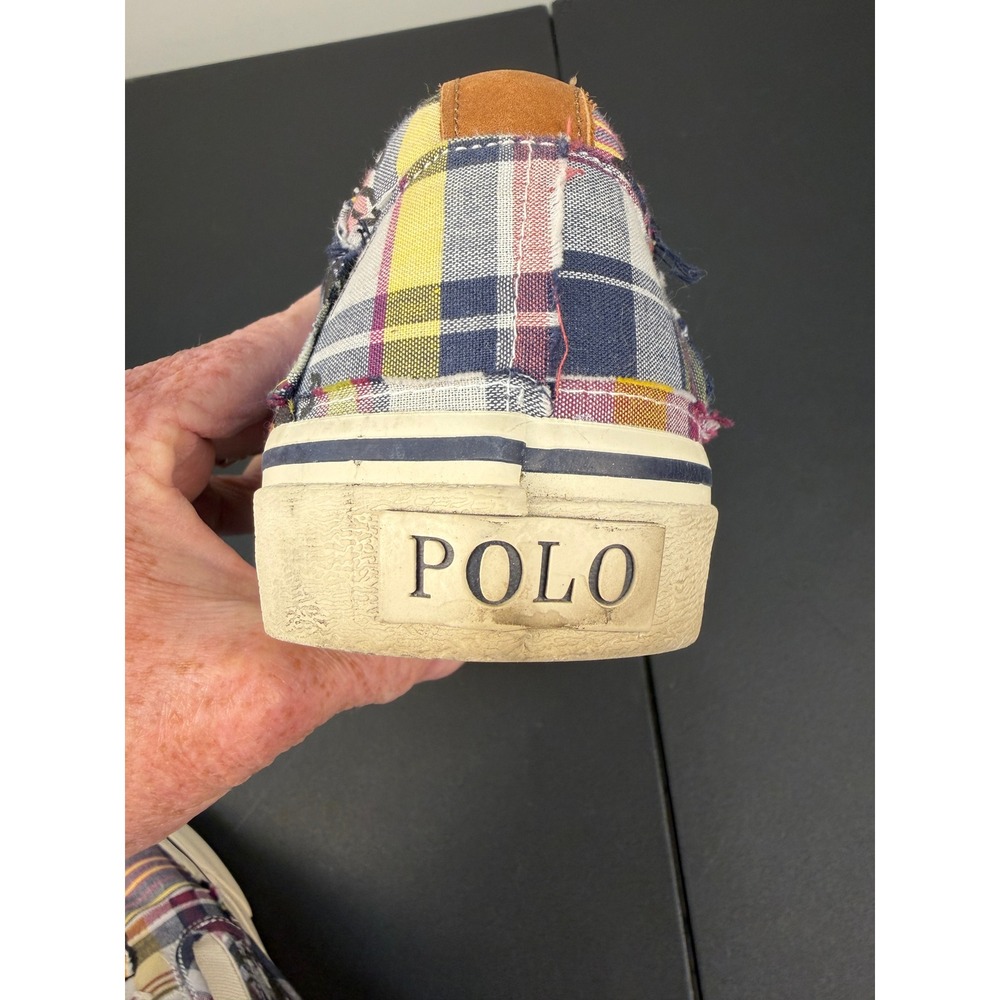 Polo Ralph Lauren Keaton Slip On Plaid Tiger Patchwork Shoes Mens Size 9 - Picture 10 of 13